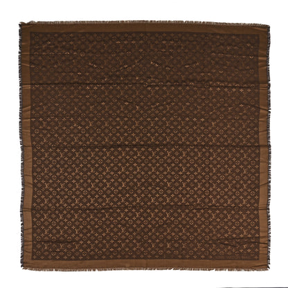 Louis Vuitton Wool Silk Monogram Denim Shawl Brown 1 of 3