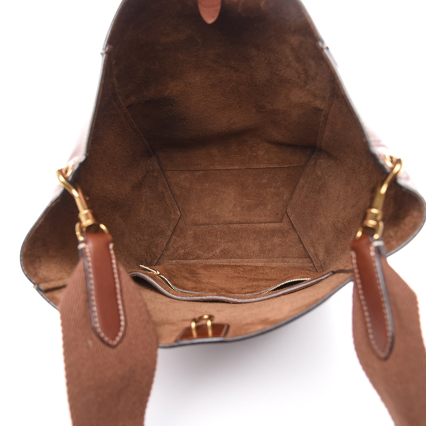 Natural Calfskin Sangle Bucket Bag Dark Brown