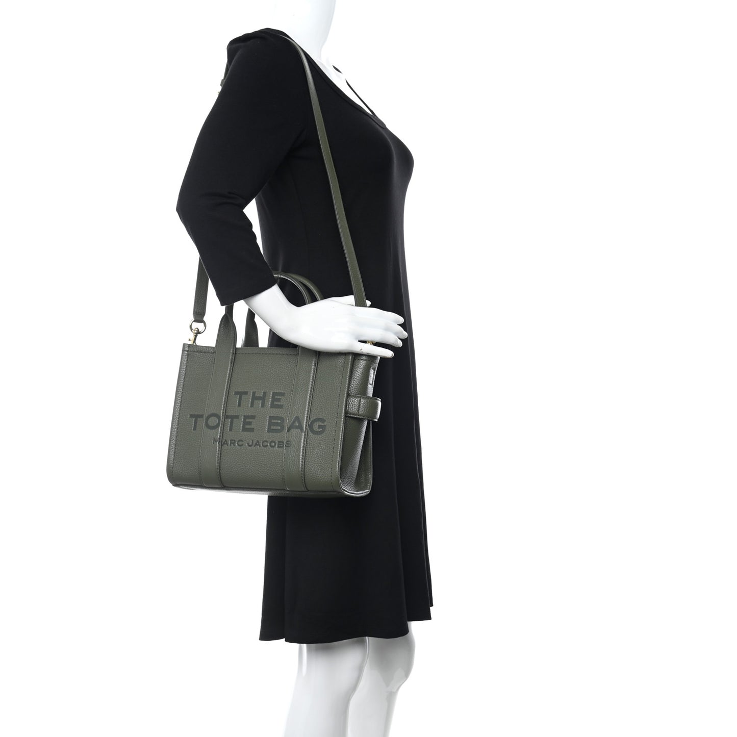 Grained Calfskin Small The Tote Bag Bronze Green
