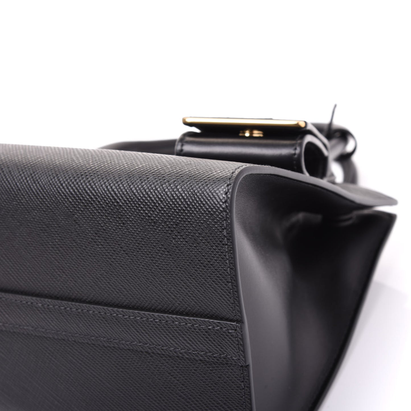 Saffiano Cuir Calfskin Small Monochrome Top Handle Tote Black