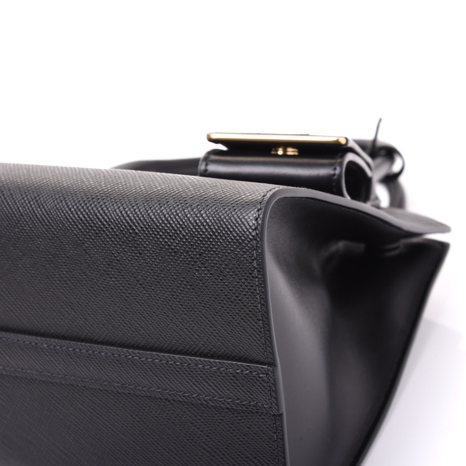 Prada Saffiano Cuir Calfskin Small Monochrome Top Handle Tote Black 5 of 9