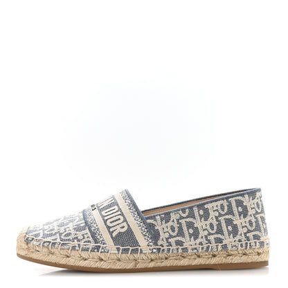 Christian Dior Oblique Chambray Raffia Effect Granville 15mm Espadrilles 38.5 Chambray Blue Ecru 1 of 9