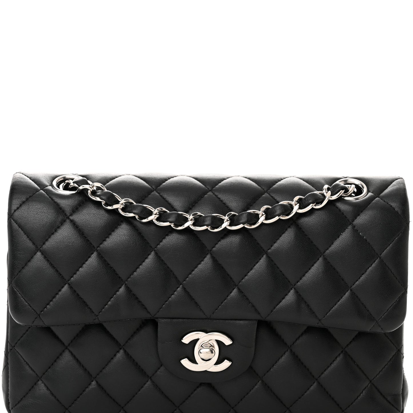 Lambskin Quilted Small Double Flap Black
