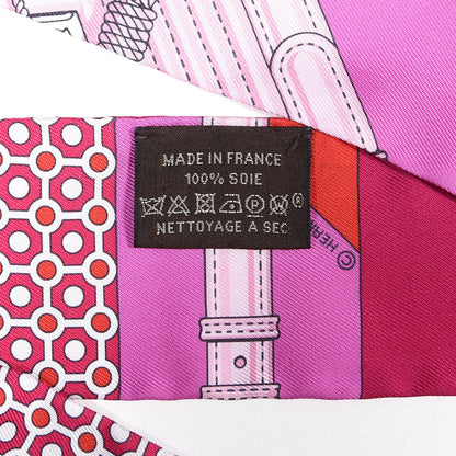 Hermes Silk Clic Clac Modern Cannage Twilly Fuchsia Rouge Rose 4 of 4