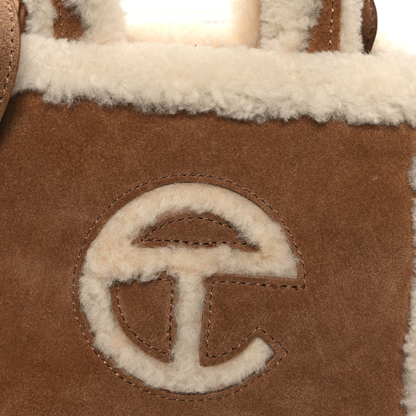 X UGG Suede shearling Small Shopping Bag Chestnut