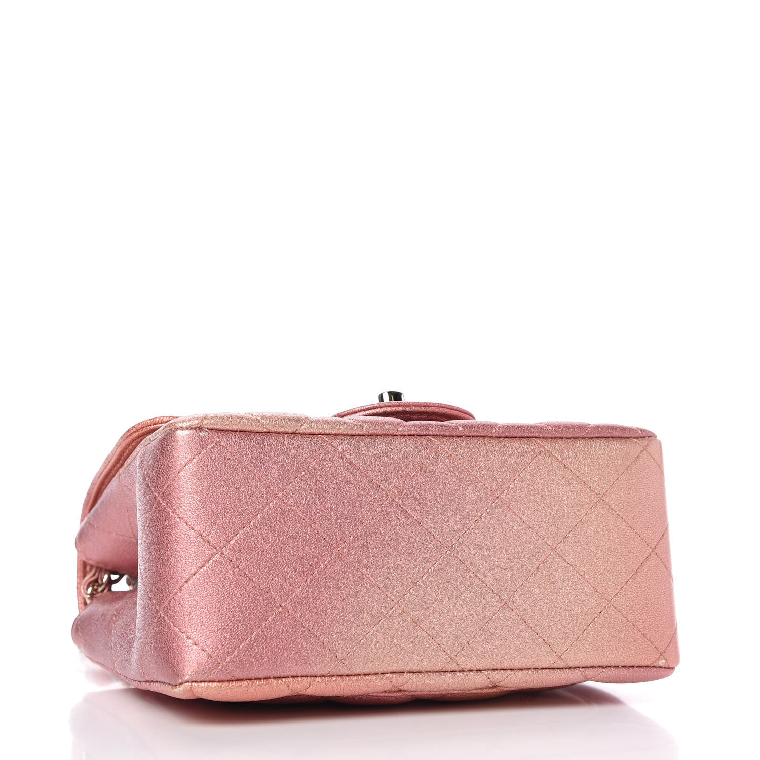 Chanel Metallic Lambskin Quilted Ombre Mini Square Flap Pink 4 of 10