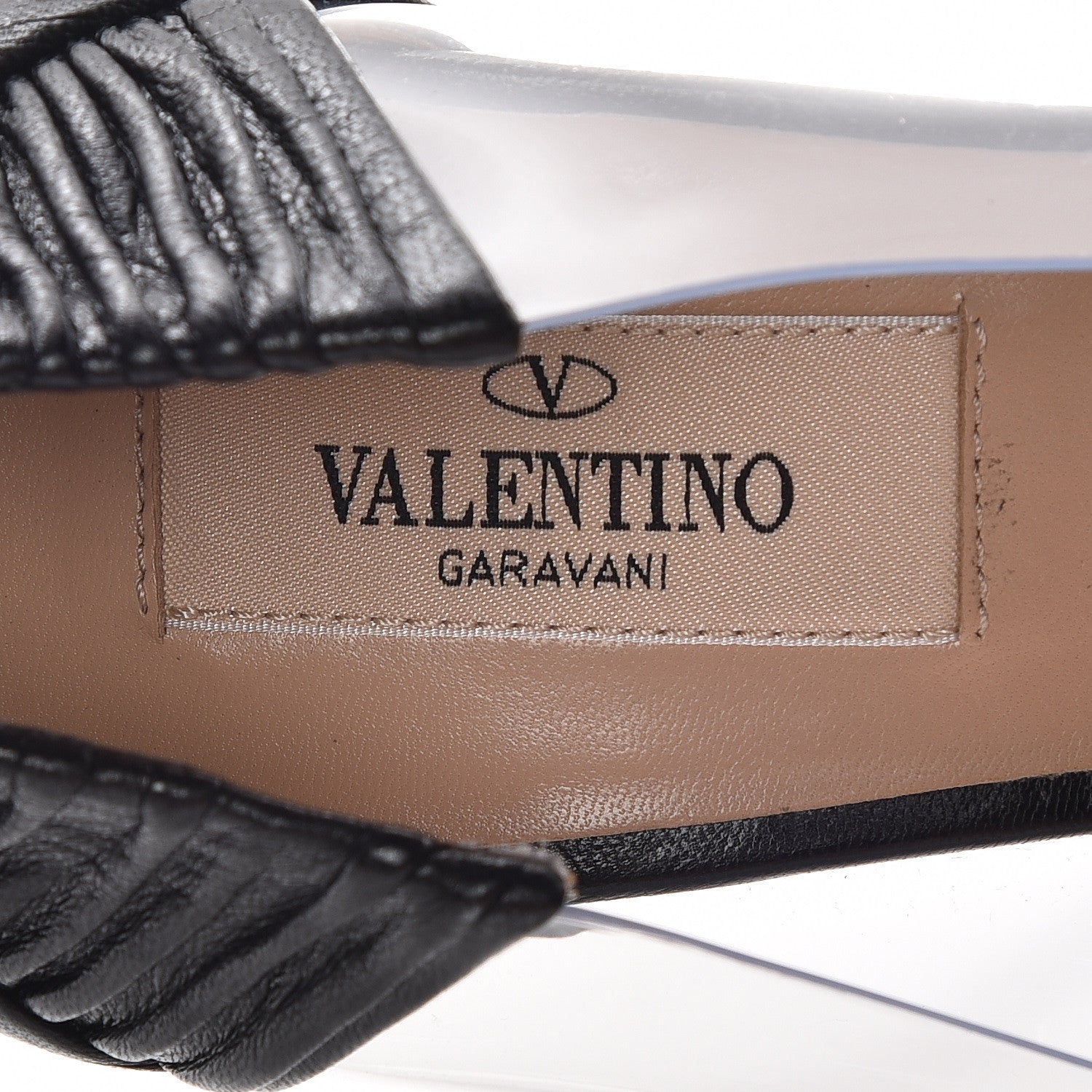 Valentino Garavani Ruched Lambskin PVC B-Drape Pumps 39 Black 8 of 13