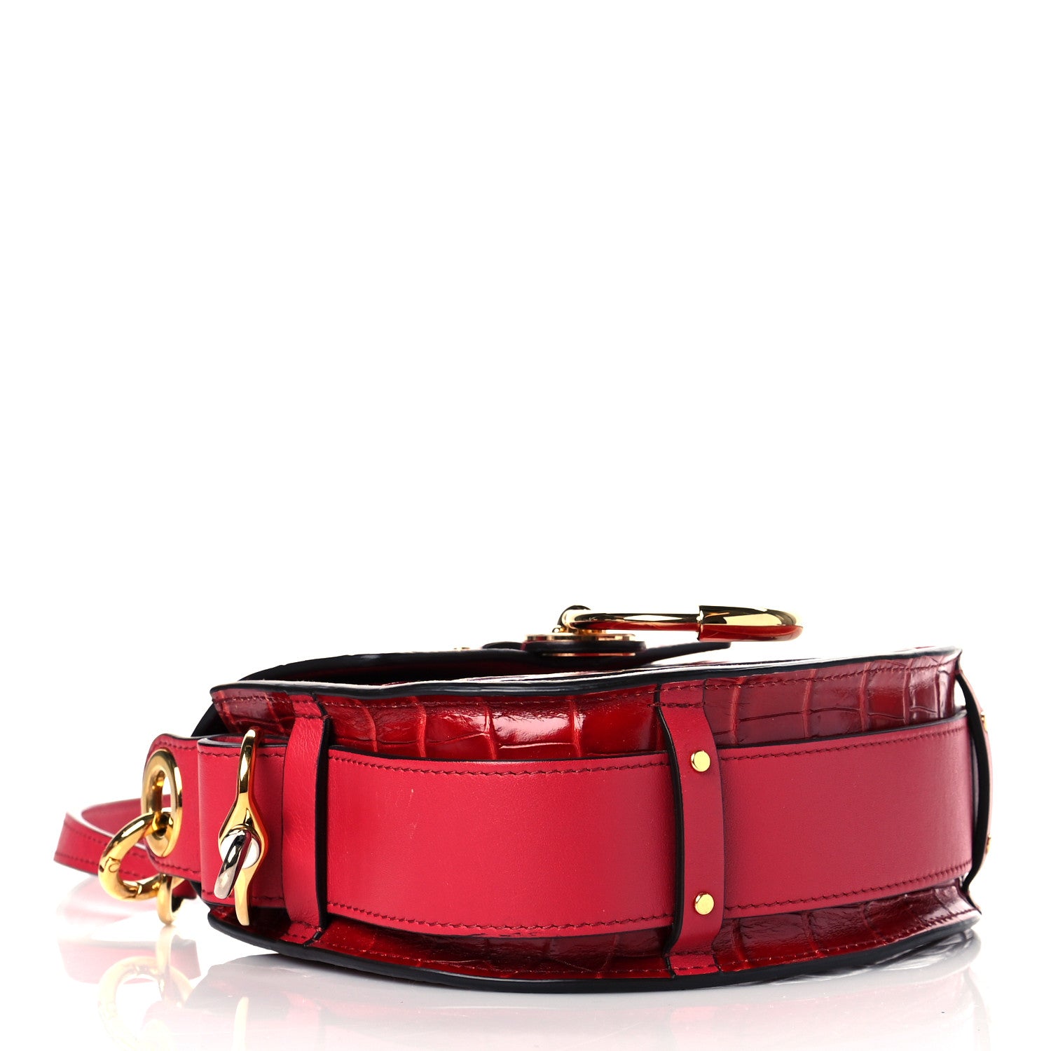 Chloe Calfskin Crocodile Embossed Small Tess Bag Dusky Red 5 of 11