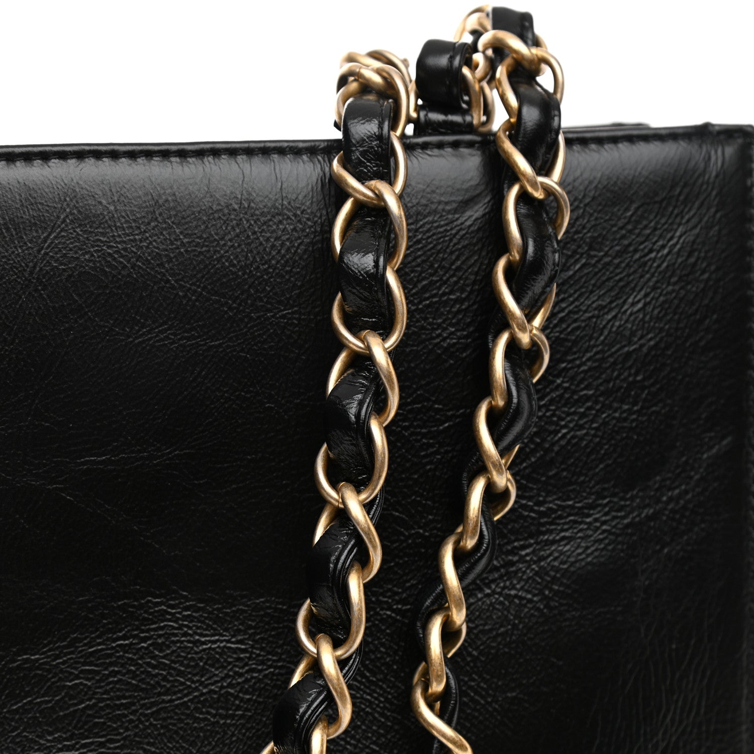Chanel Shiny Aged Calfskin North South Shopping Bag Black 14 of 14