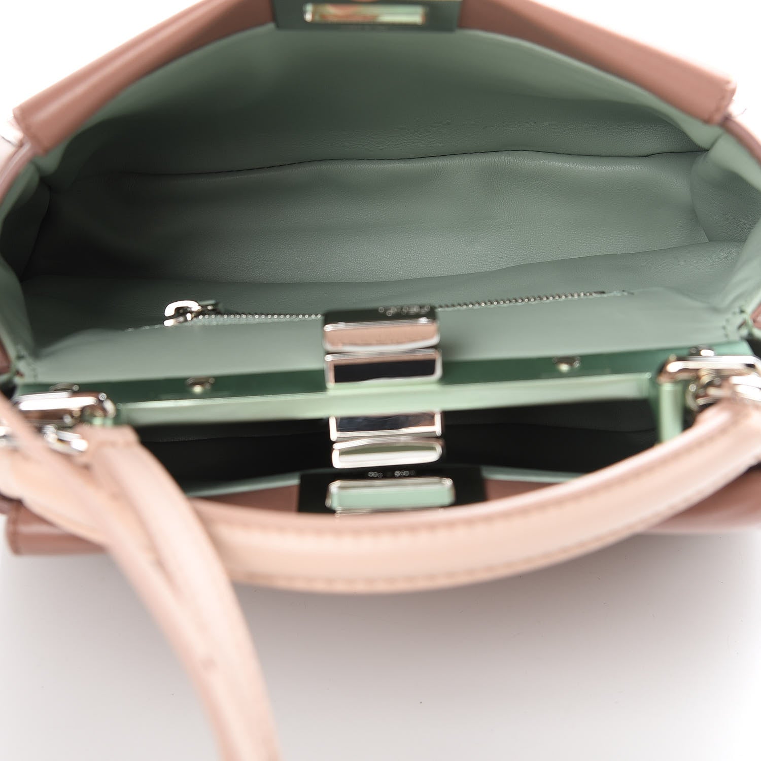 Fendi Nappa Colorblock Mini Peekaboo Iconic Satchel English Rose Plaster Oxigen 7 of 15