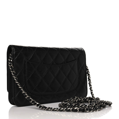 Chanel Aged Calfskin Quilted Lucky Charms 2.55 Reissue Wallet On Chain WOC Black 3 of 10