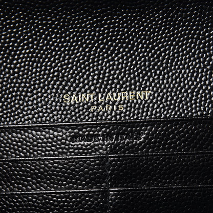 Saint Laurent Grain De Poudre Matelasse Chevron Monogram Flap Wallet Black 6 of 6