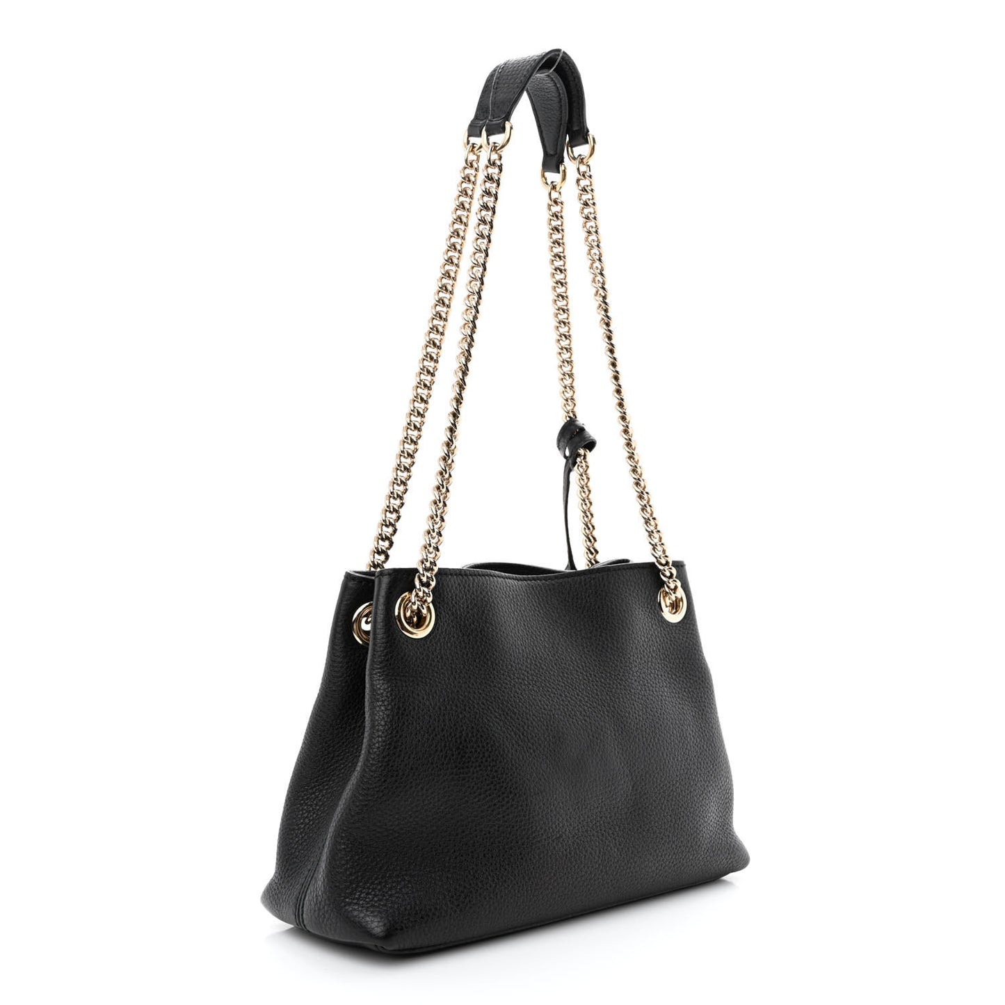 Pebbled Calfskin Small Soho Chain Shoulder Bag Black
