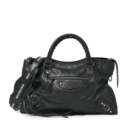Balenciaga Agneau Classic Silver Hardware S City Logo Strap Gris Fossile White 1 of 8