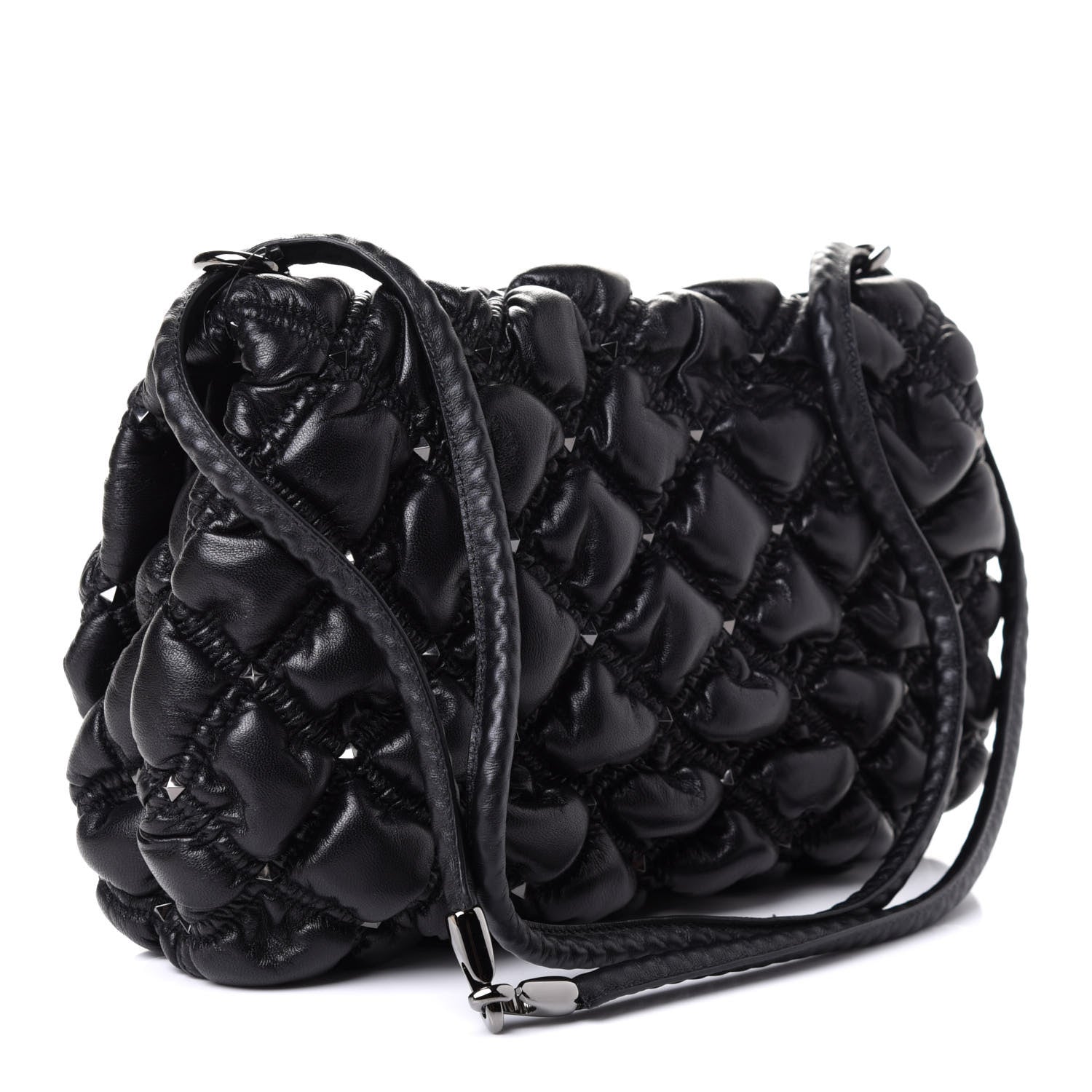 Valentino Garavani Nappa Medium Spikeme Shoulder Bag Black 2 of 4