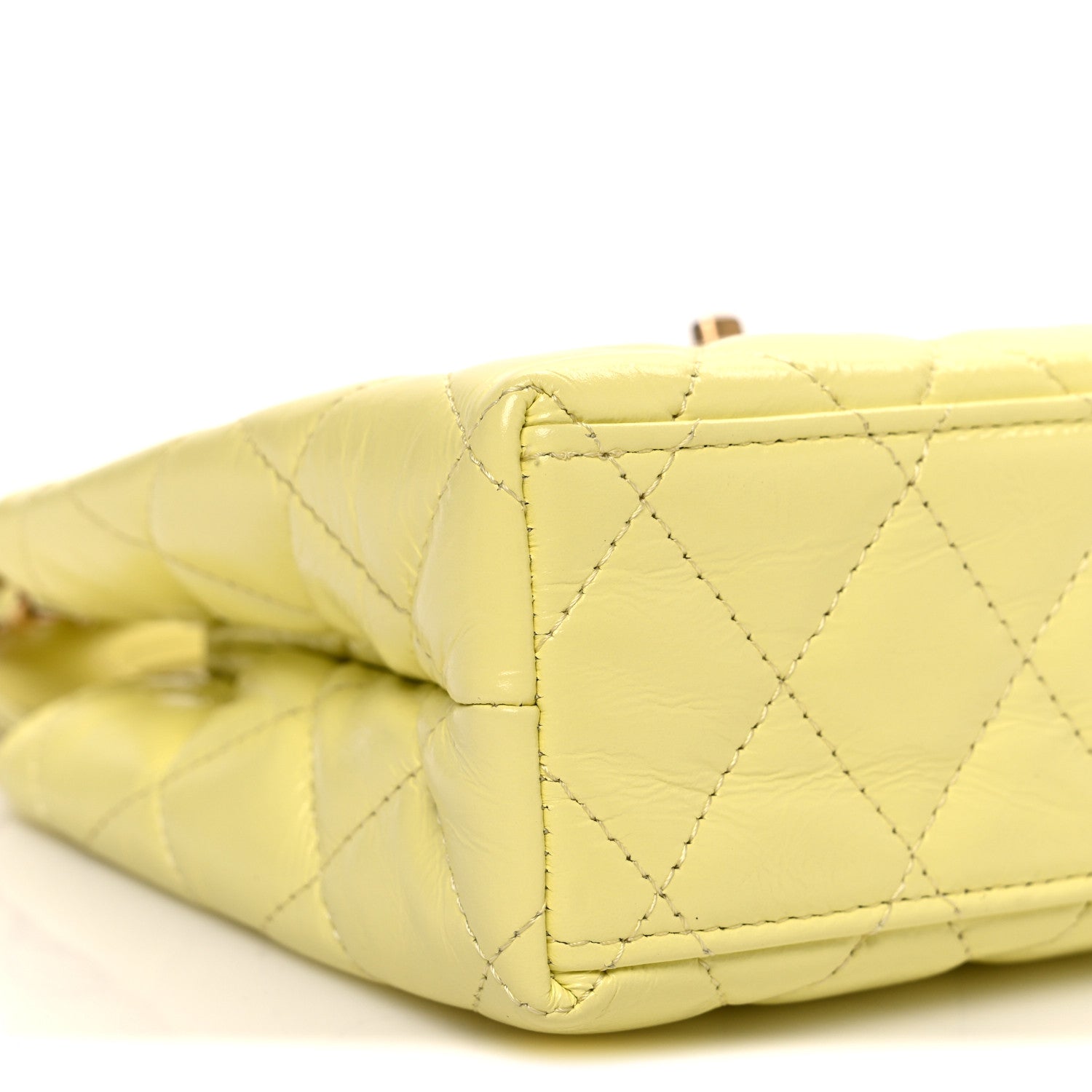 Chanel Shiny Aged Calfskin Quilted Nano Kelly Shopper Light Yellow 9 of 11