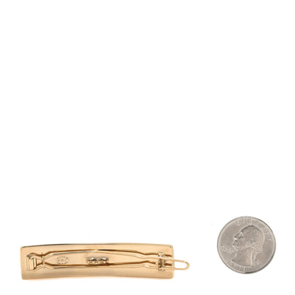 Chanel Metal Crystal Logo Hair Clip Gold 2 of 3
