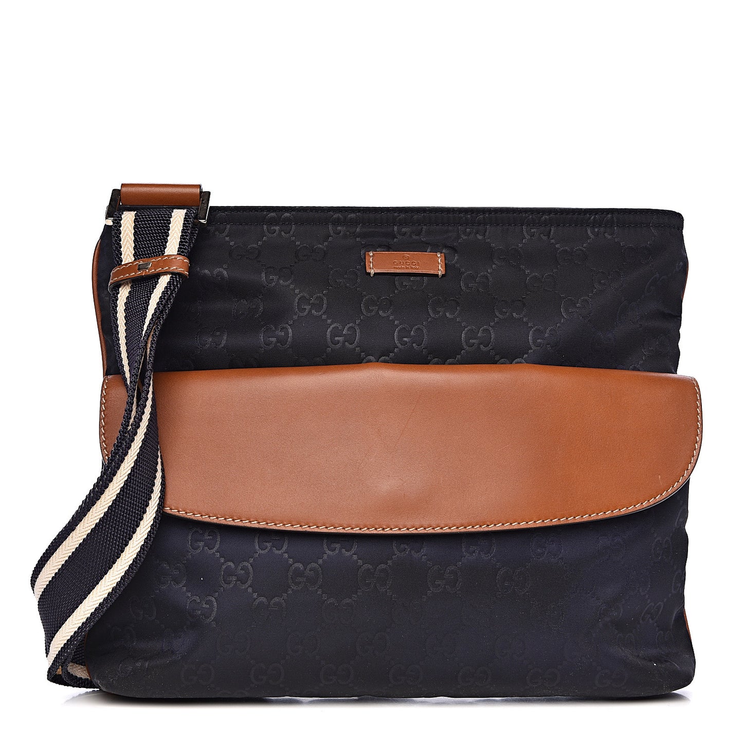 Nylon Monogram Signature Web Small Messenger Navy
