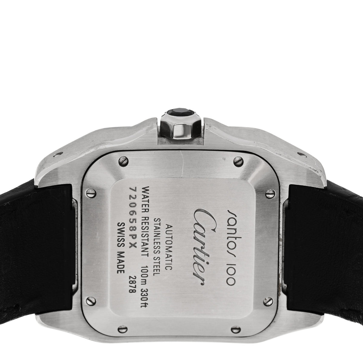 Cartier Stainless Steel Alligator 33mm Santos 100 Automatic Watch 4 of 5