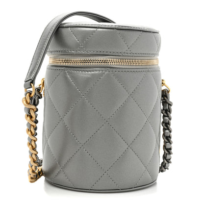 Chanel Metallic Lambskin Quilted Side Note Vanity Grey 1 of 11