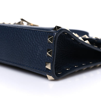 Valentino Garavani Pebbled Calfskin Medium Rockstud Flip Lock Crossbody Bag Navy 10 of 10