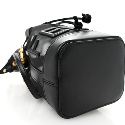 Fendi Mesh Vitello King F is Fendi Logo Embroidered Mini Mon Tresor Bucket Bag Black 9 of 10