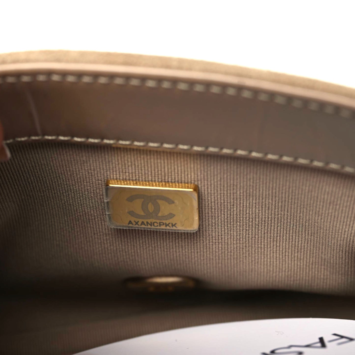 Shiny Calfskin Quilted Suede Goatskin Mini Messenger Beige