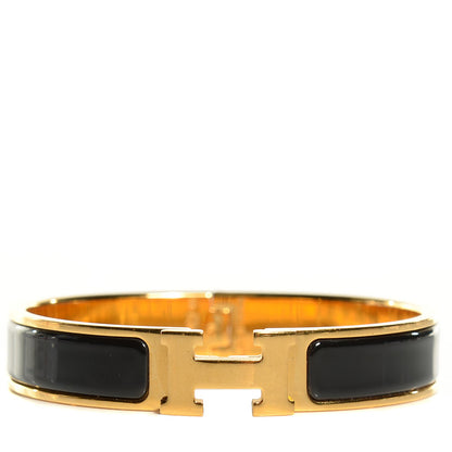 Hermes Enamel Narrow Clic Clac H Bracelet GM Black 1 of 6