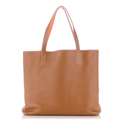 Hermes Taurillon Clemence Double Sens 45 Reversible Tote Orange Gold 1 of 7