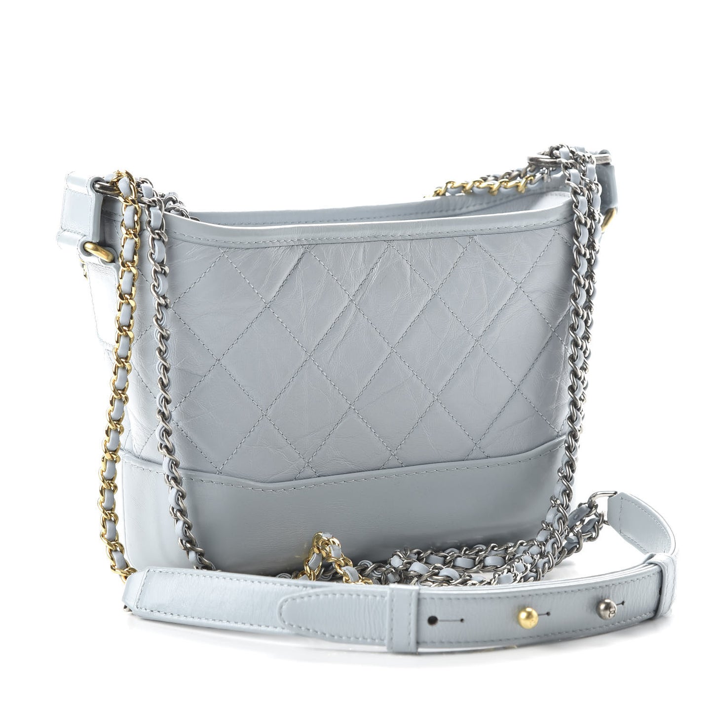Aged Calfskin Quilted Small Gabrielle Hobo Light Blue