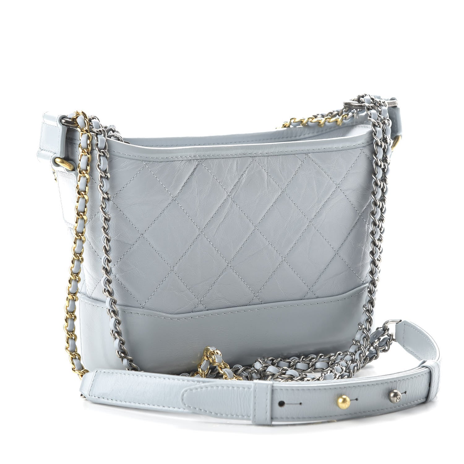 Chanel Aged Calfskin Quilted Small Gabrielle Hobo Light Blue 3 of 12
