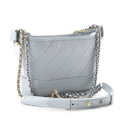 Chanel Aged Calfskin Quilted Small Gabrielle Hobo Light Blue 3 of 12
