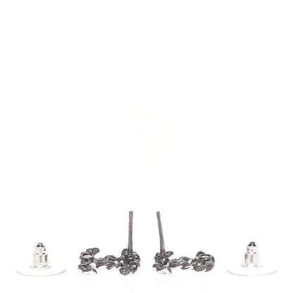 Chanel Lambskin Chain CC Earrings Silver Grey 3 of 5