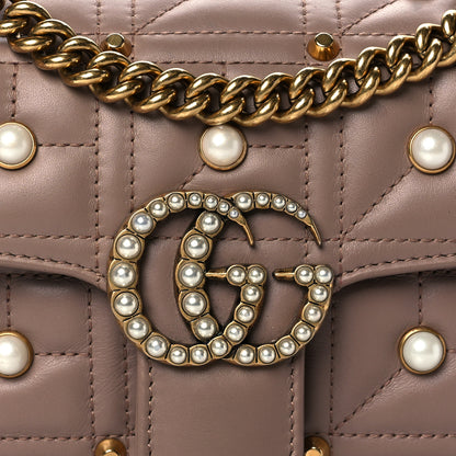 Gucci Calfskin Matelasse Studded Mini Pearly GG Marmont Shoulder Bag Porcelain Rose 8 of 10