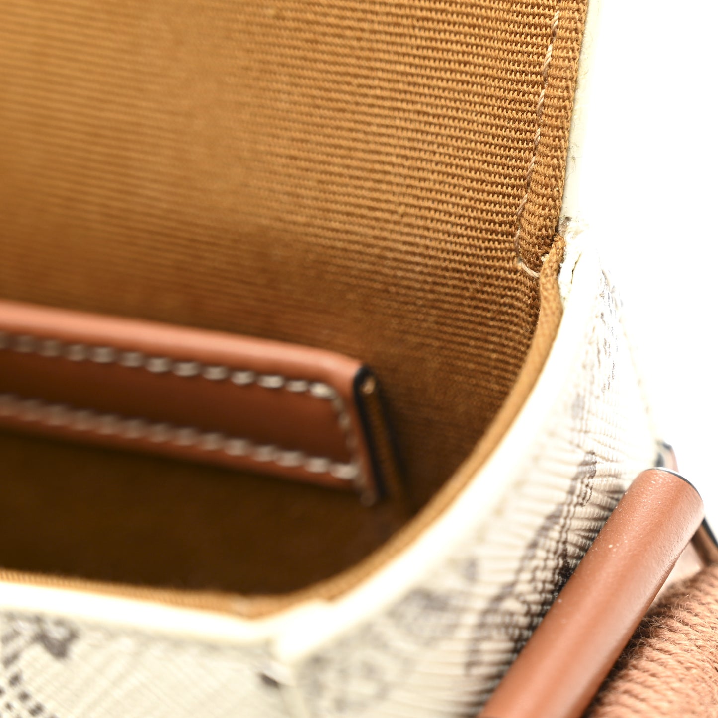 Triomphe Canvas Calfskin Flap Messenger Bag Tan Ecru