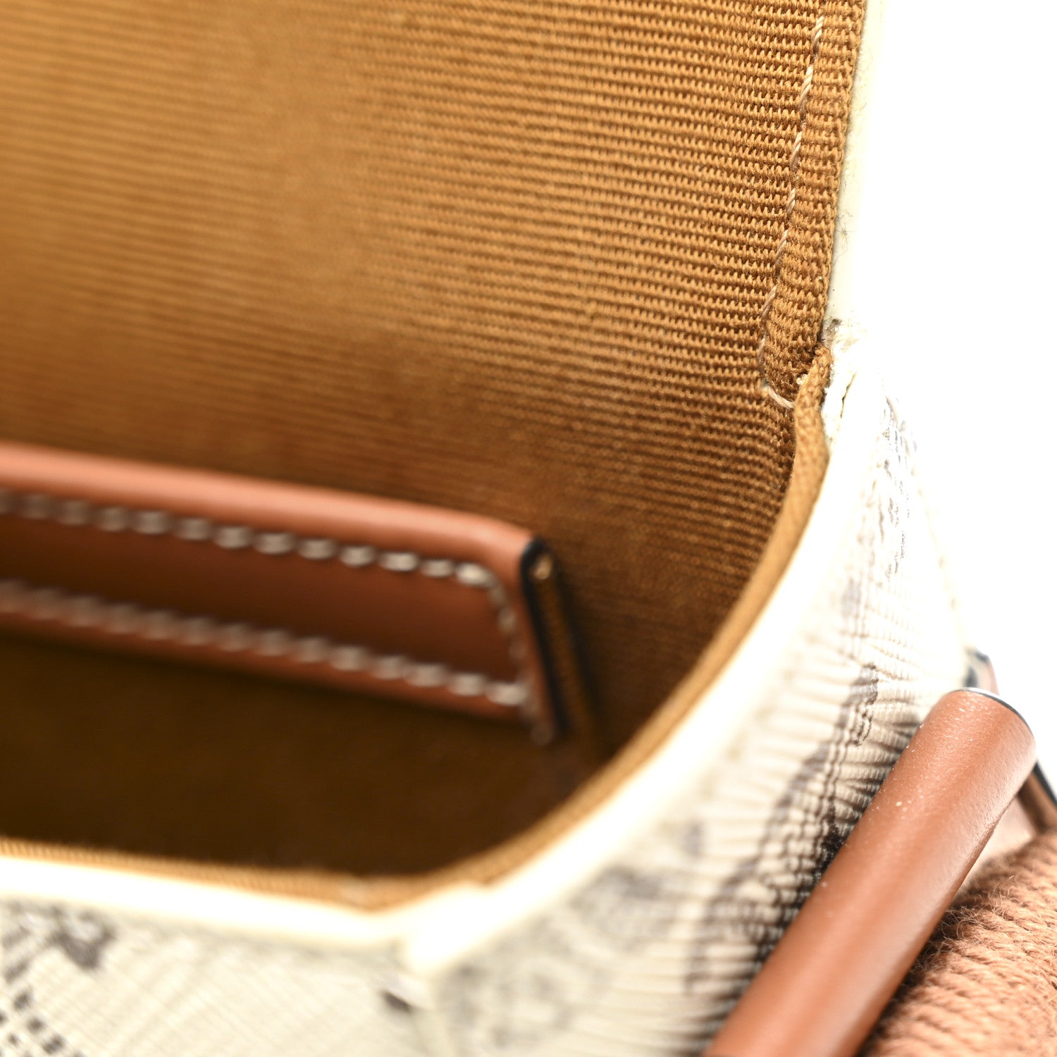 Celine Triomphe Canvas Calfskin Flap Messenger Bag Tan Ecru 10 of 10