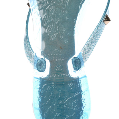 Valentino Garavani PVC Jelly Glitter Rockstud Bow Thong Sandals 36 Cerulean 6 of 8