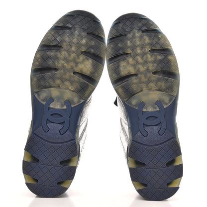 Chanel Metallic Crackled Calfskin CC Sneakers 39 Silver 5 of 9