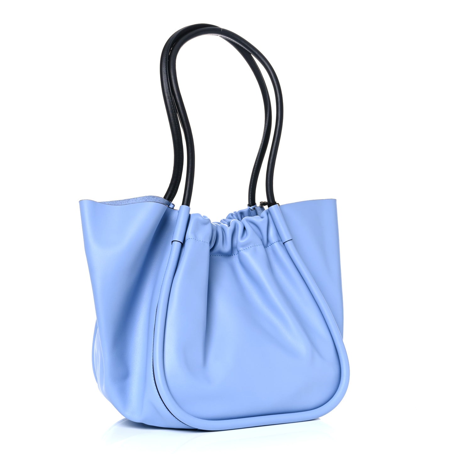 Calfskin Large Ruched Tote Sky Blue
