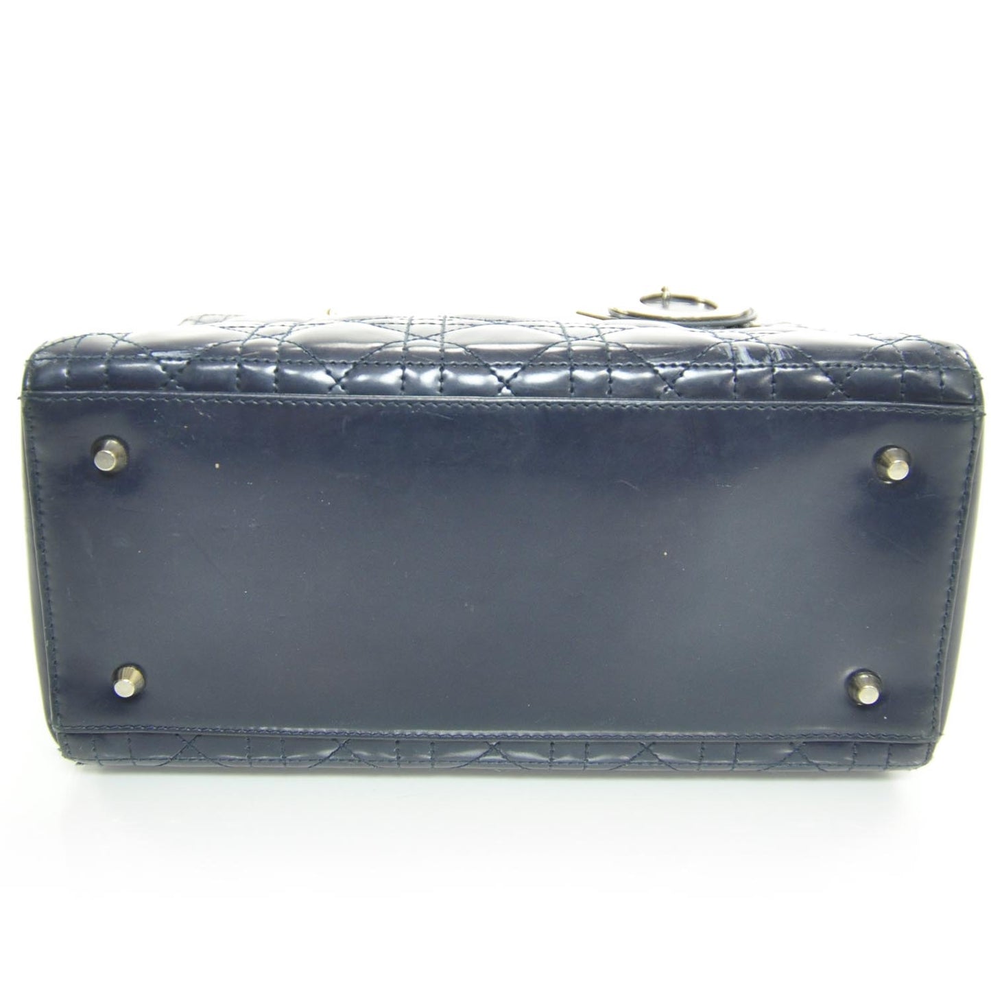 Patent Cannage Medium Lady Dior Navy Blue