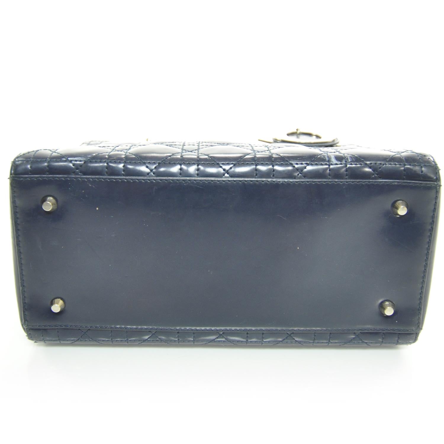 Christian Dior Patent Cannage Medium Lady Dior Navy Blue 4 of 9