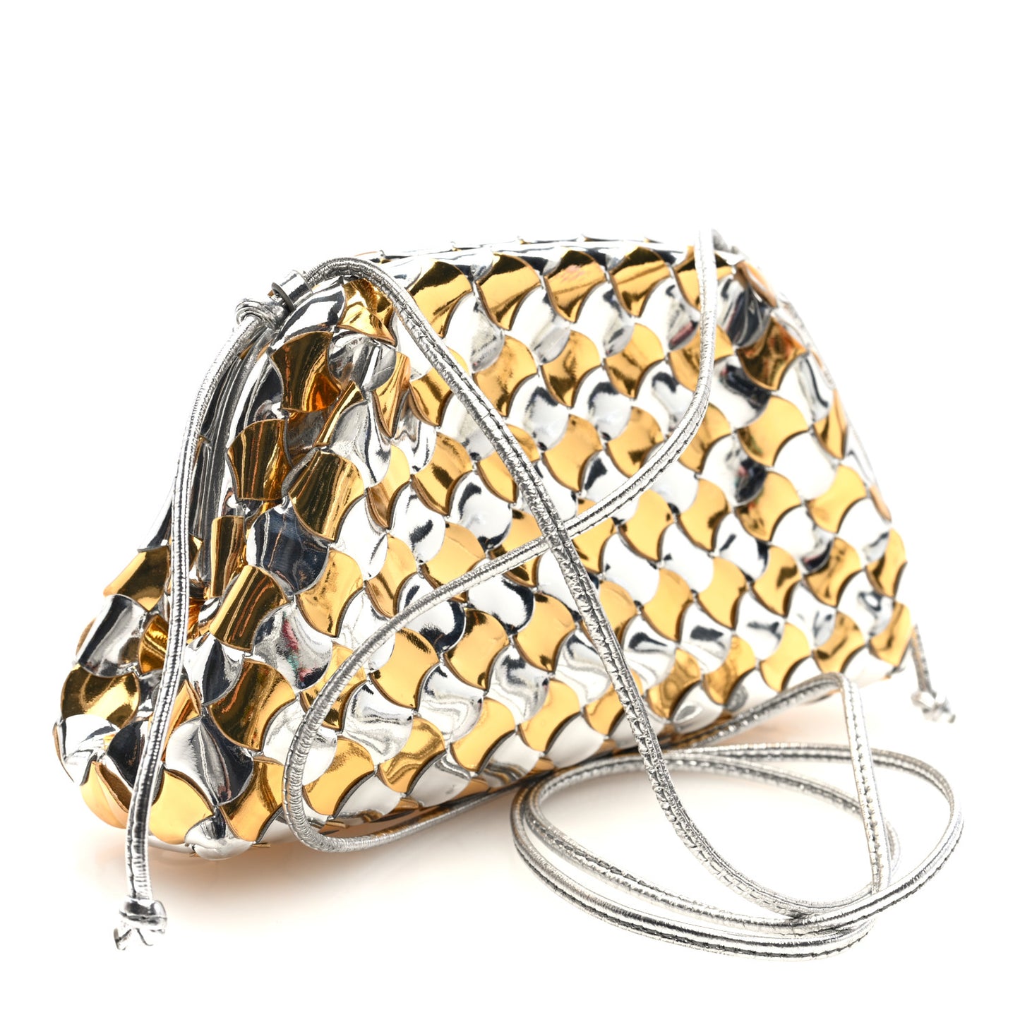 Metallic Lambskin Intrecciato The Mini Pouch Silver Gold