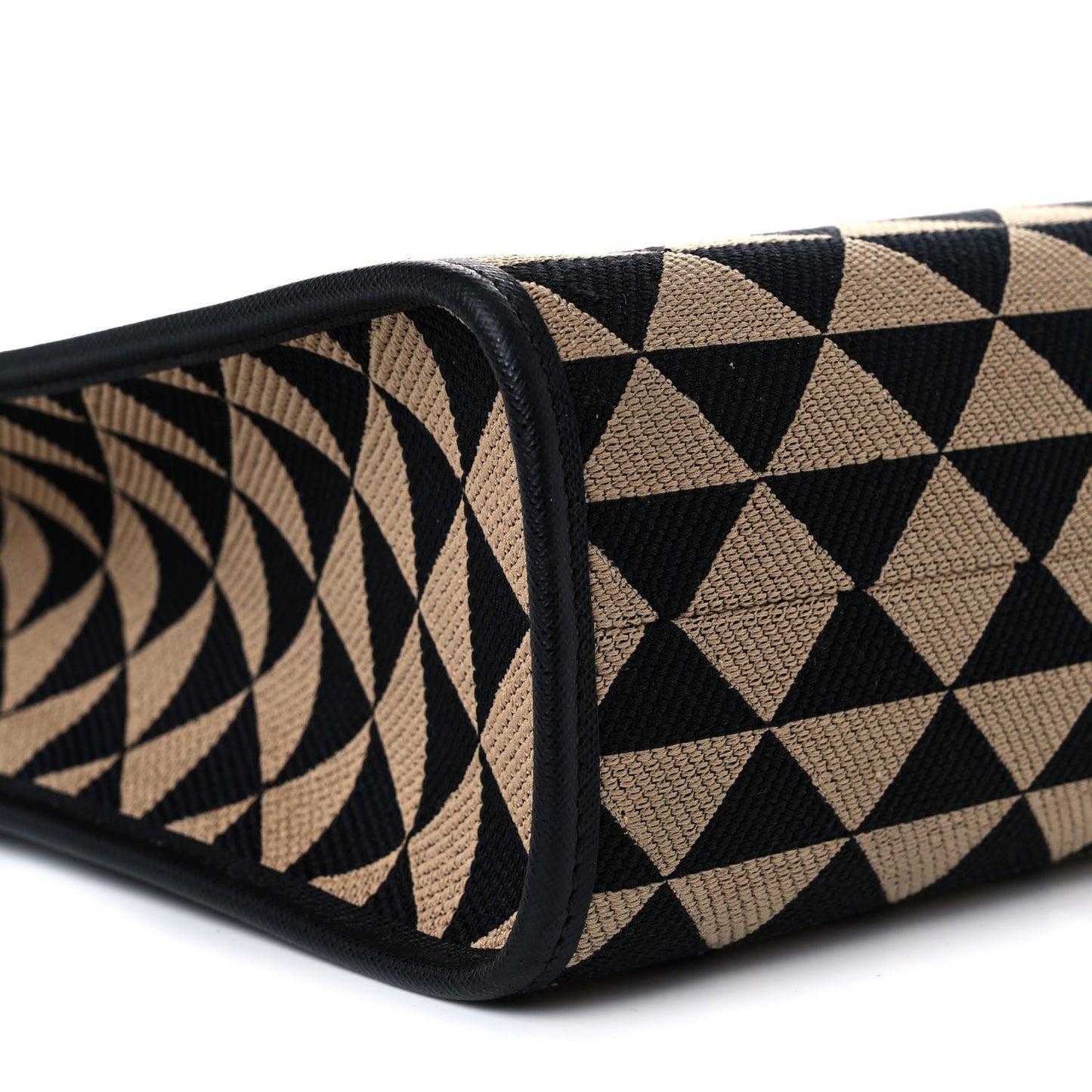 Jacquard Saffiano Triangolo Symbole Embroidered Large Tote Black Corda