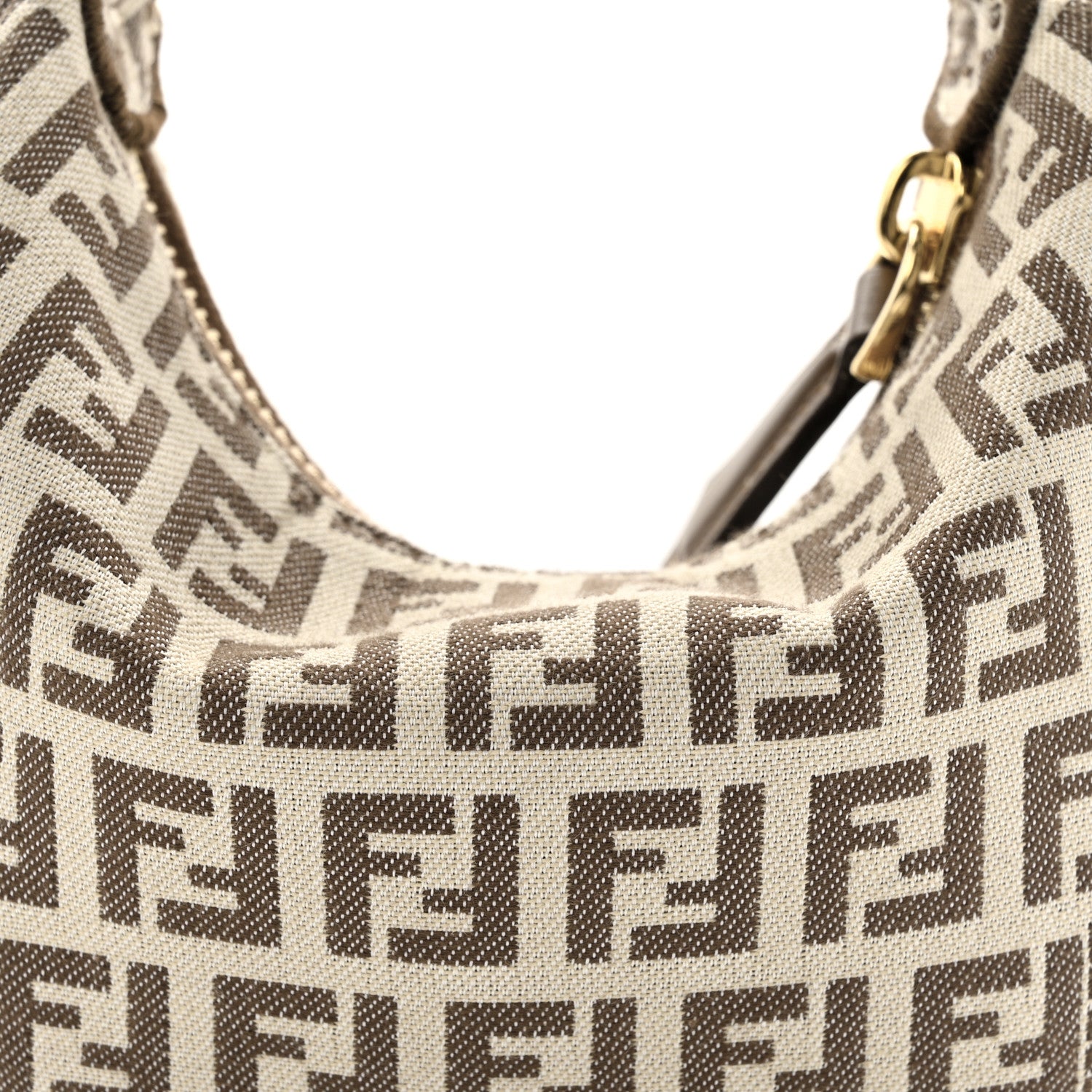 Fendi Fabric Jacquard FF 1974 Nano Fendigraphy Hobo Charm Beige 8 of 12