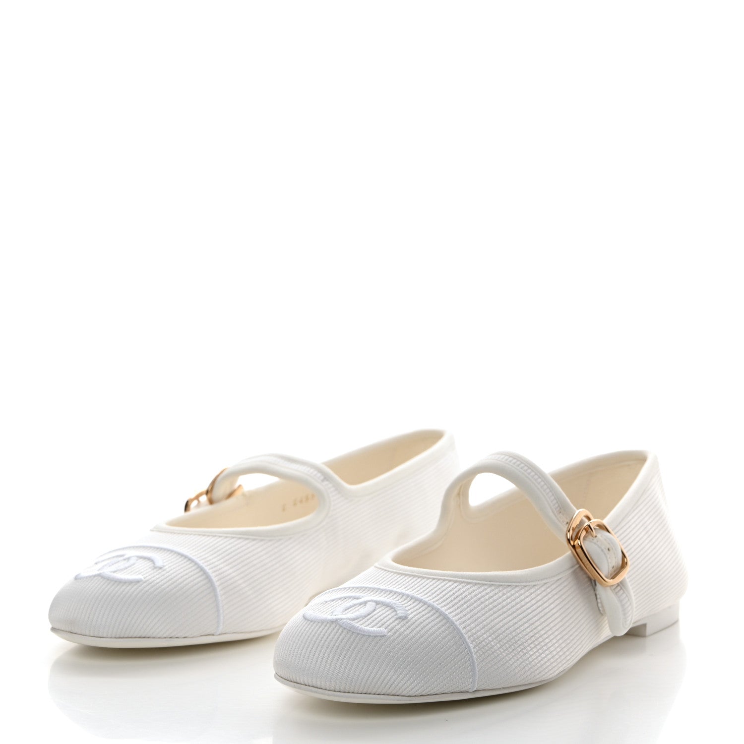 Chanel Canvas Mary Jane Flats 37.5 White 3 of 9