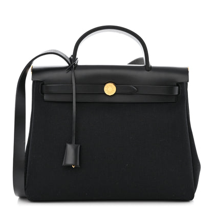 Hermes Military Toile Vache Hunter Herbag Zip PM 31 Black 3 of 14