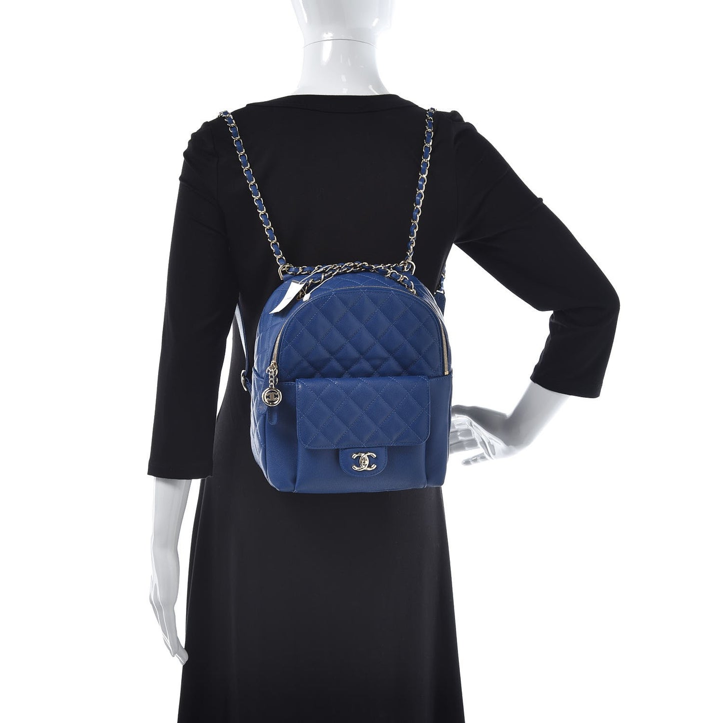 Caviar Quilted Large CC Day Backpack Blue