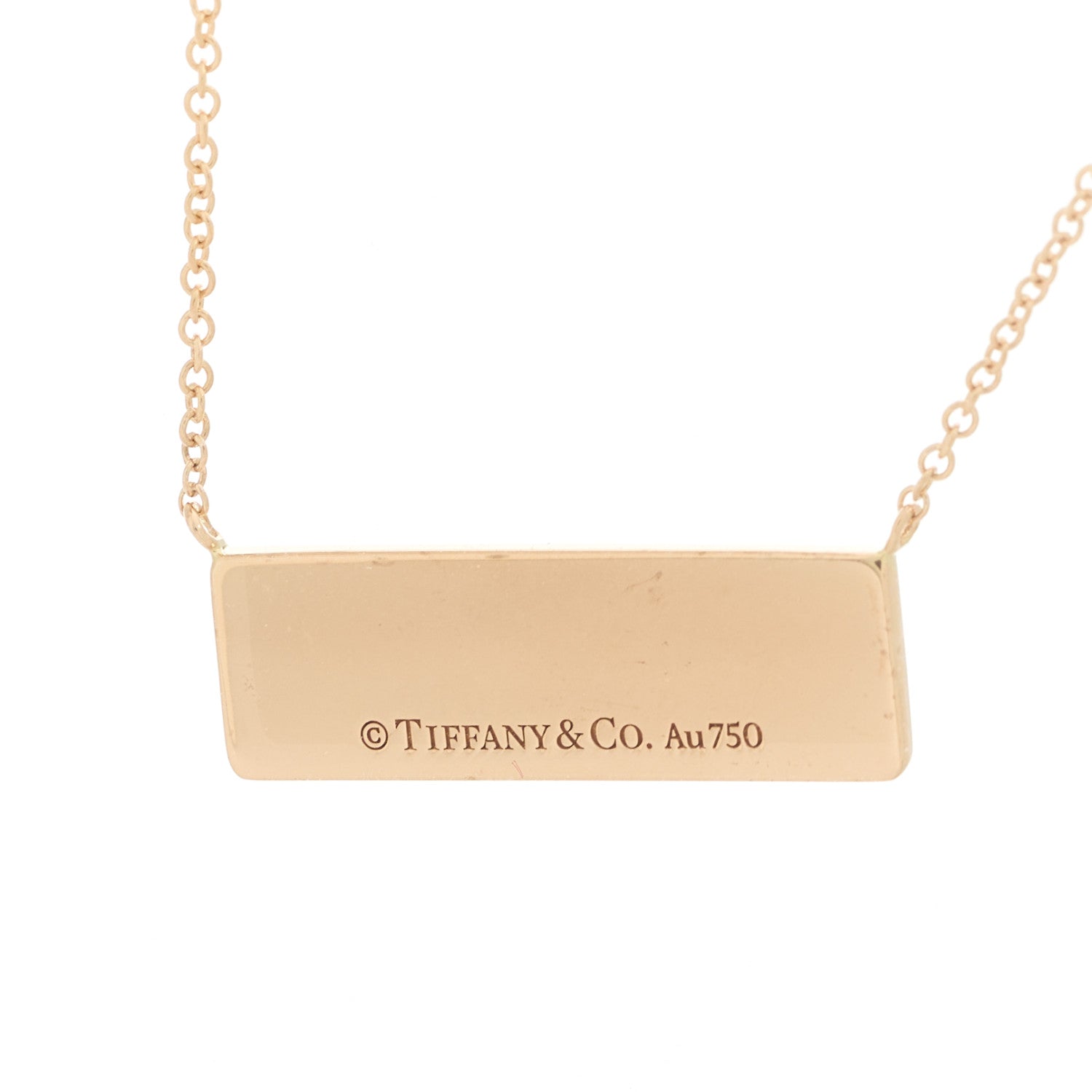 Tiffany 18K Rose Gold Diamond Return To Tiffany Bar Pendant Necklace 5 of 7