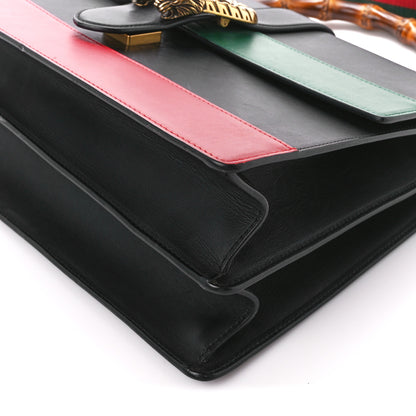 Gucci Calfskin Bamboo Web Large Dionysus Top Handle Bag Black Bright Evergreen Hibiscus Red 12 of 20