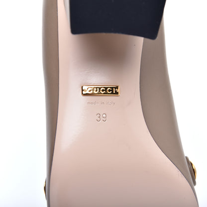 Gucci Malaga Kid Sylvie Web Chain Mid Heel Loafers 39 Mud 6 of 8